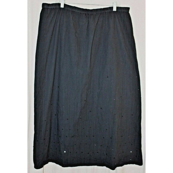 Addition Elle Vintage Crinkle Broomstick Skirt Plus 20 Lagenlook Black Sequin - Picture 2 of 6